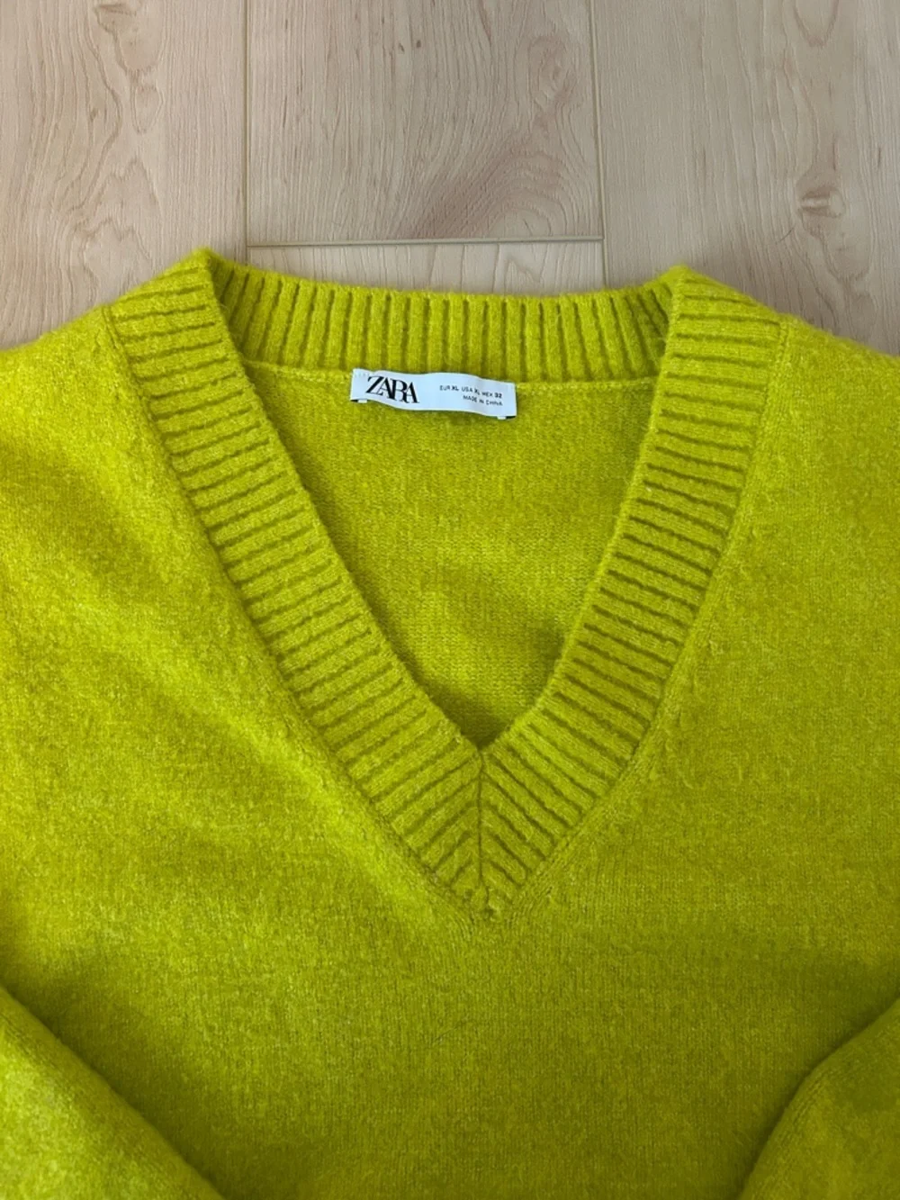 Zara V-Neck Sweater in Bright Lime - Picture 2 of 3